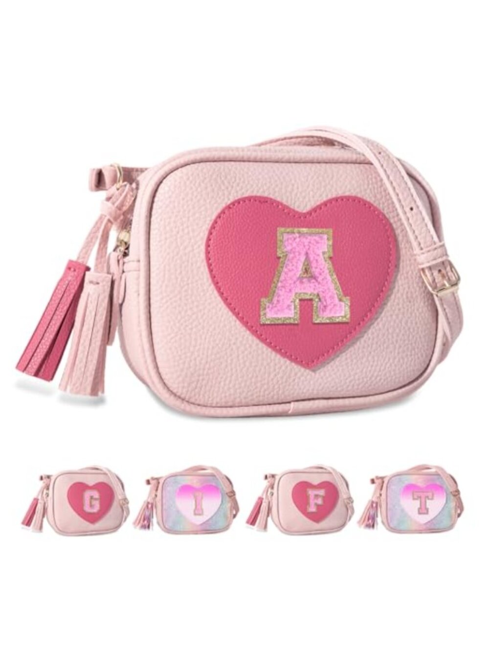 Girls Crossbody Bag Alphabet Pattern Vegan Leather Shoulder Purse